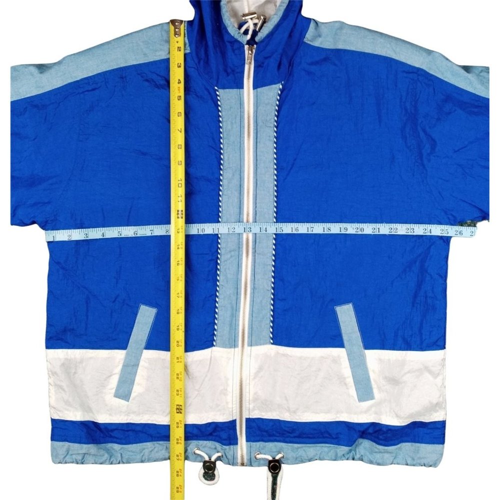 Vintage Jacket Active Frontier Hood 80s Blue Shoulder Pad Zip Denim Women Large - Picture 7 of 7